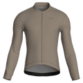 Maglia da ciclismo a maniche lunghe color tortora puro, vestibilità da gara