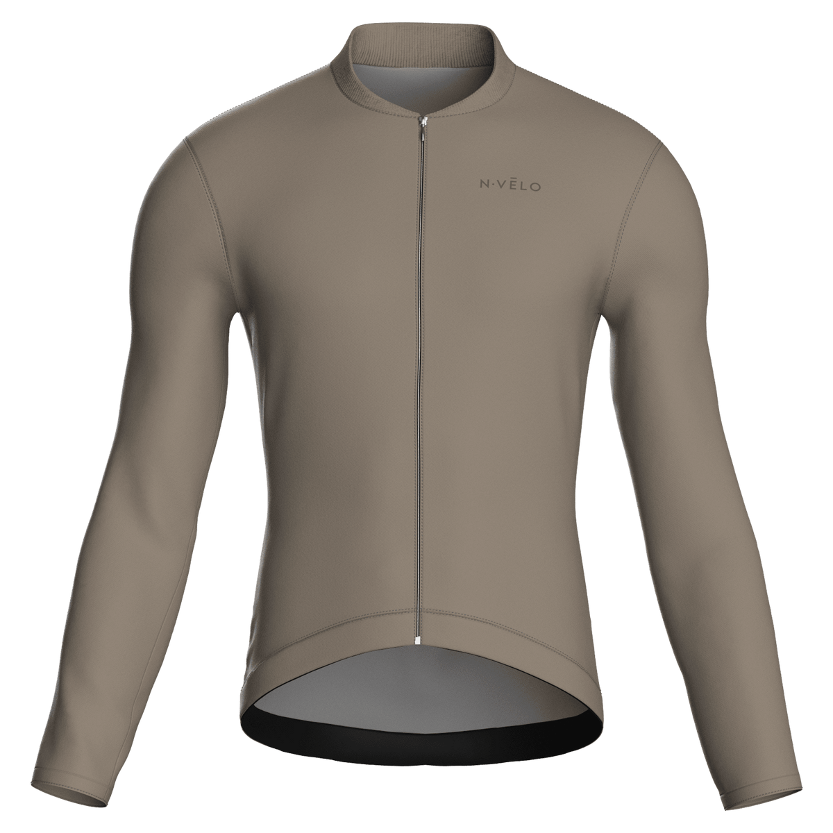 Maglia da ciclismo a maniche lunghe color tortora puro, vestibilità da gara