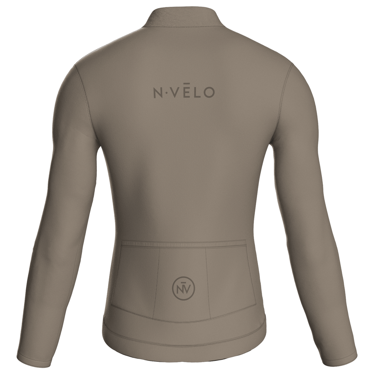 Maglia da ciclismo a maniche lunghe color tortora puro, vestibilità da gara