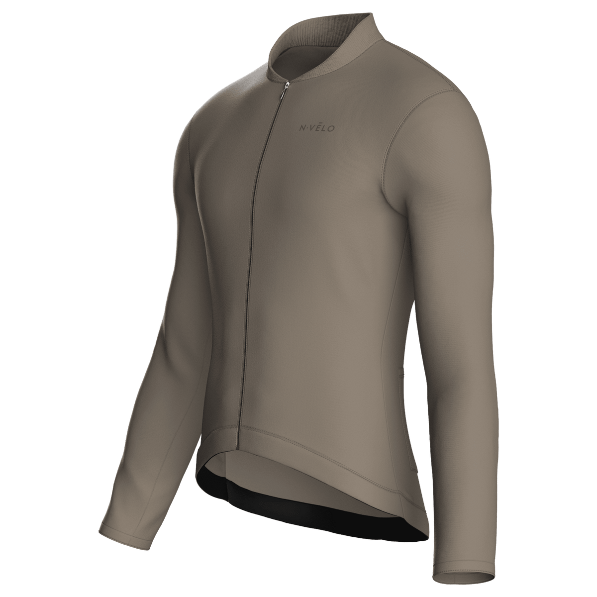 Maglia da ciclismo a maniche lunghe color tortora puro, vestibilità da gara