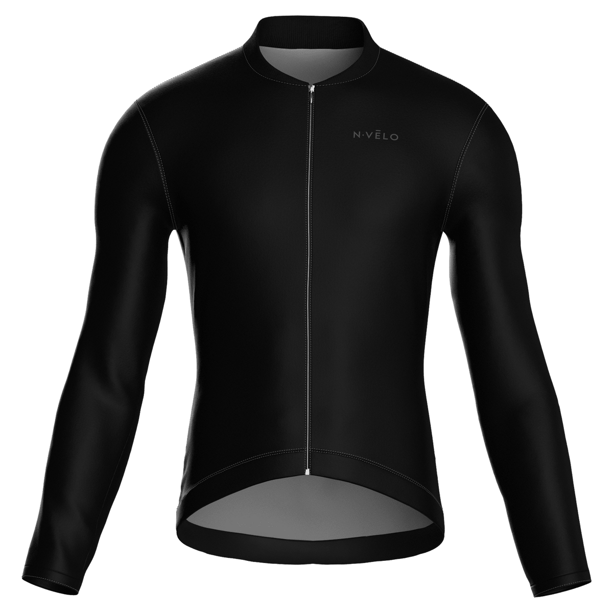 Maglia da ciclismo nera a maniche lunghe, vestibilità da gara