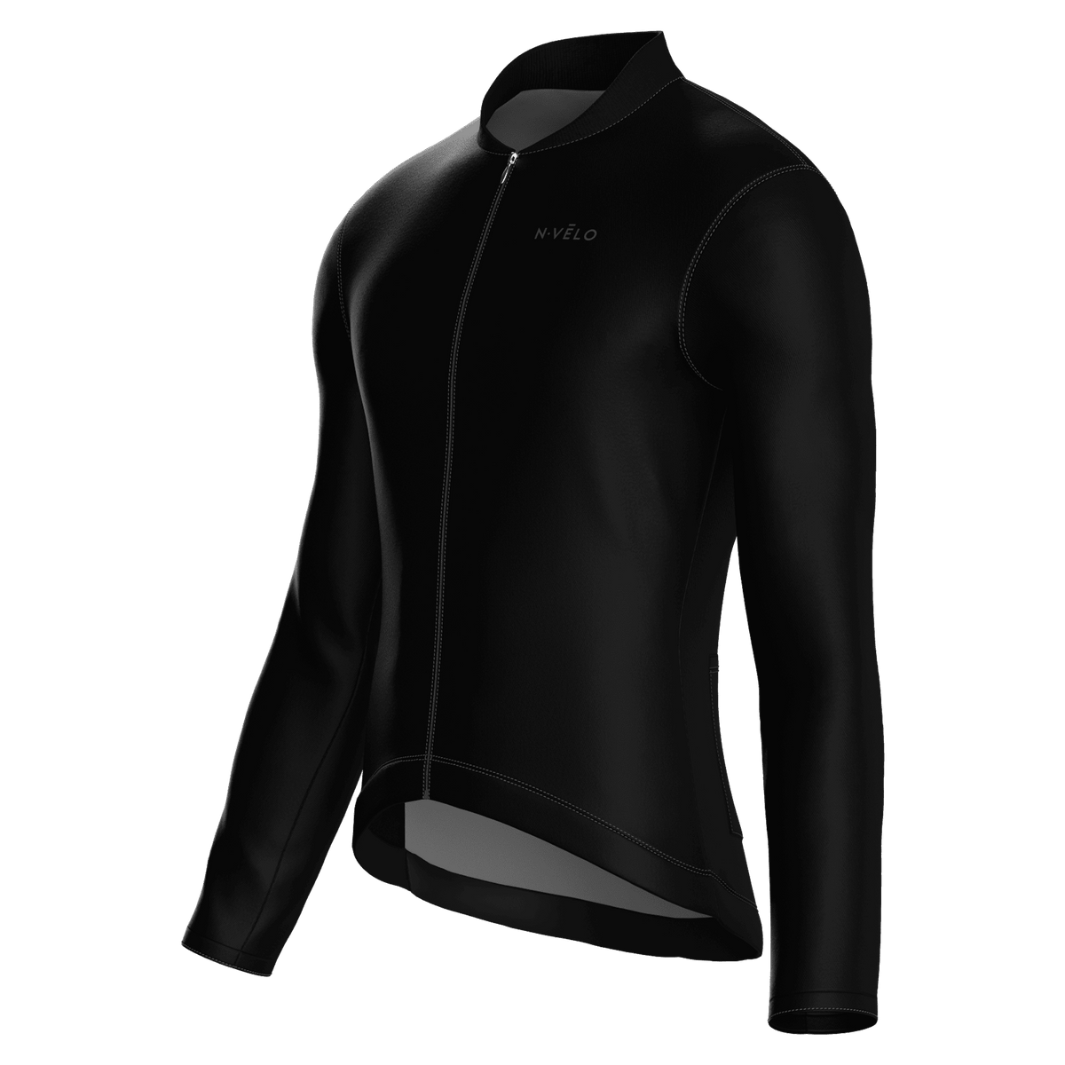 Maglia da ciclismo nera a maniche lunghe, vestibilità da gara