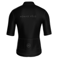 Maglia da ciclismo nera a maniche corte, vestibilità da gara