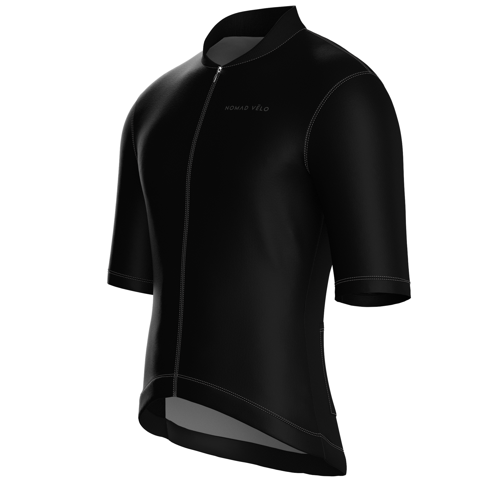 Maglia da ciclismo nera a maniche corte, vestibilità da gara