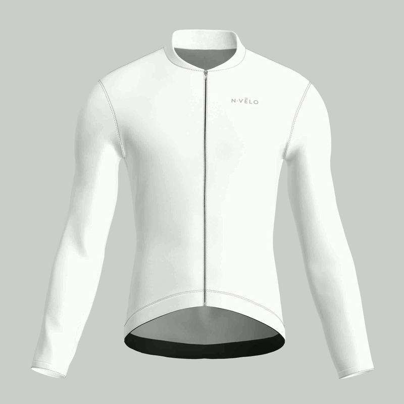 Maglia da ciclismo bianca pura – Maglia a maniche lunghe da gara