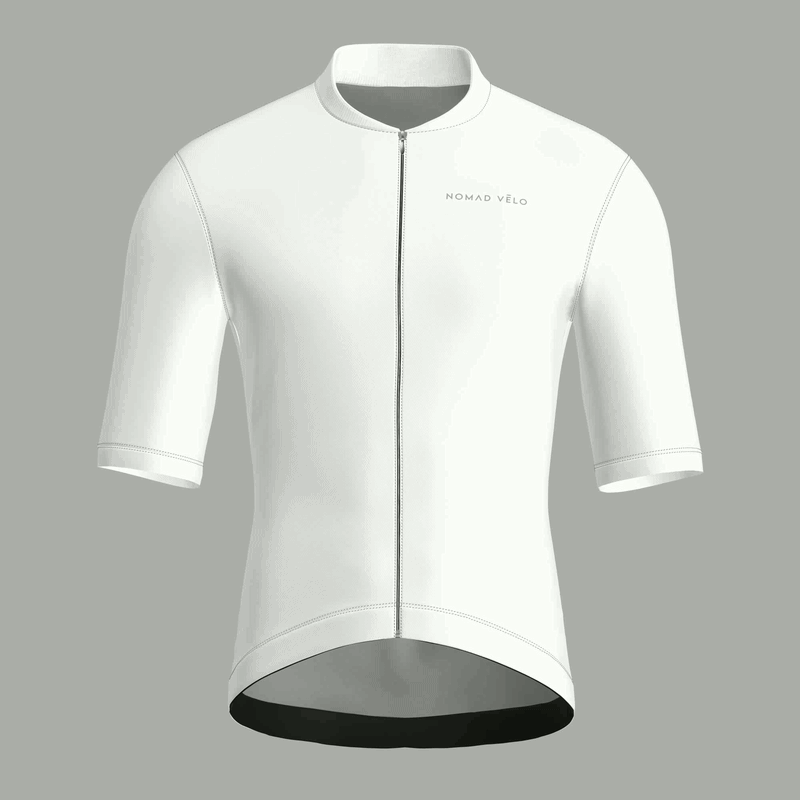 Maglia da ciclismo bianca pura – Manica corta, vestibilità da gara