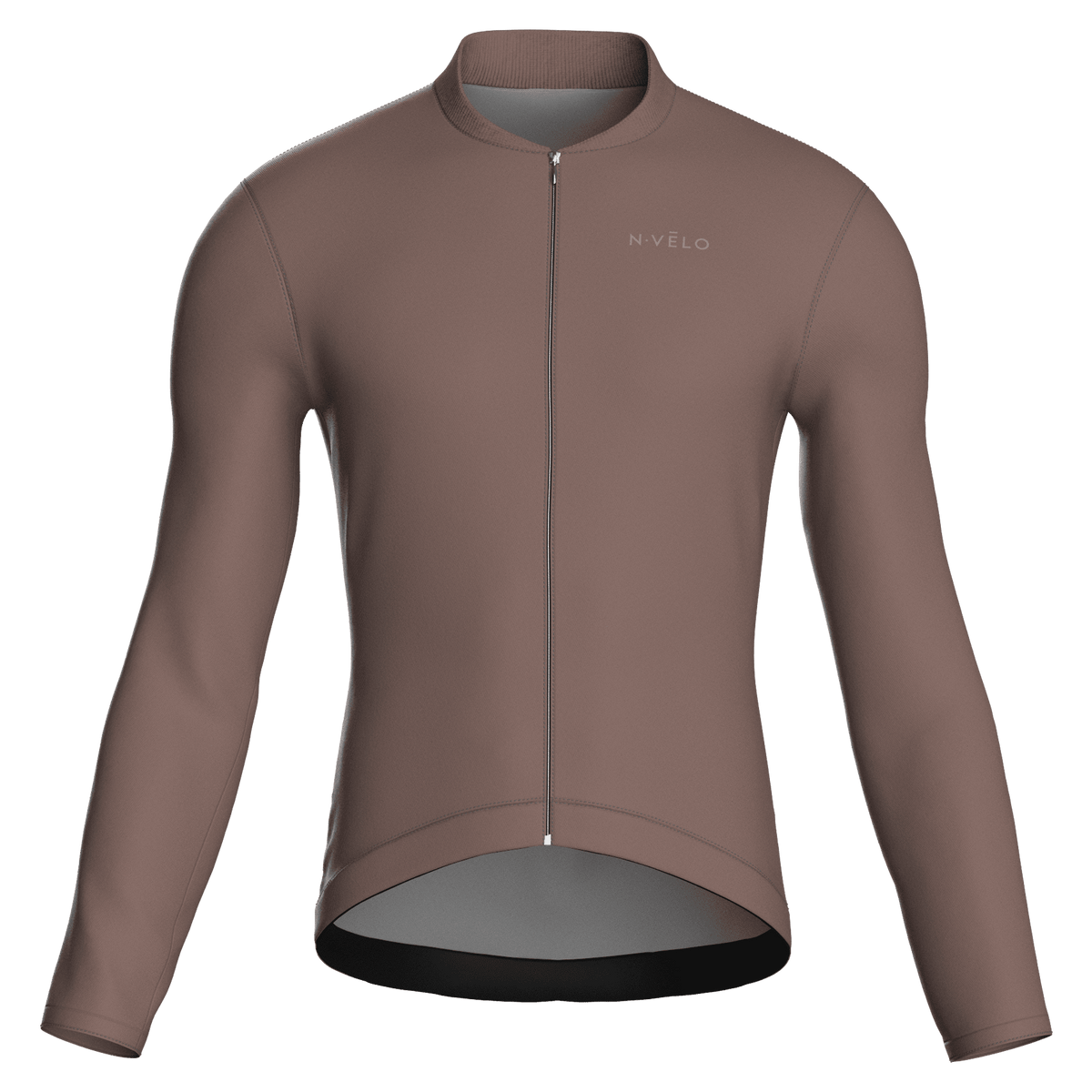 Maglia da ciclismo a maniche lunghe, vestibilità da gara, colore marrone puro
