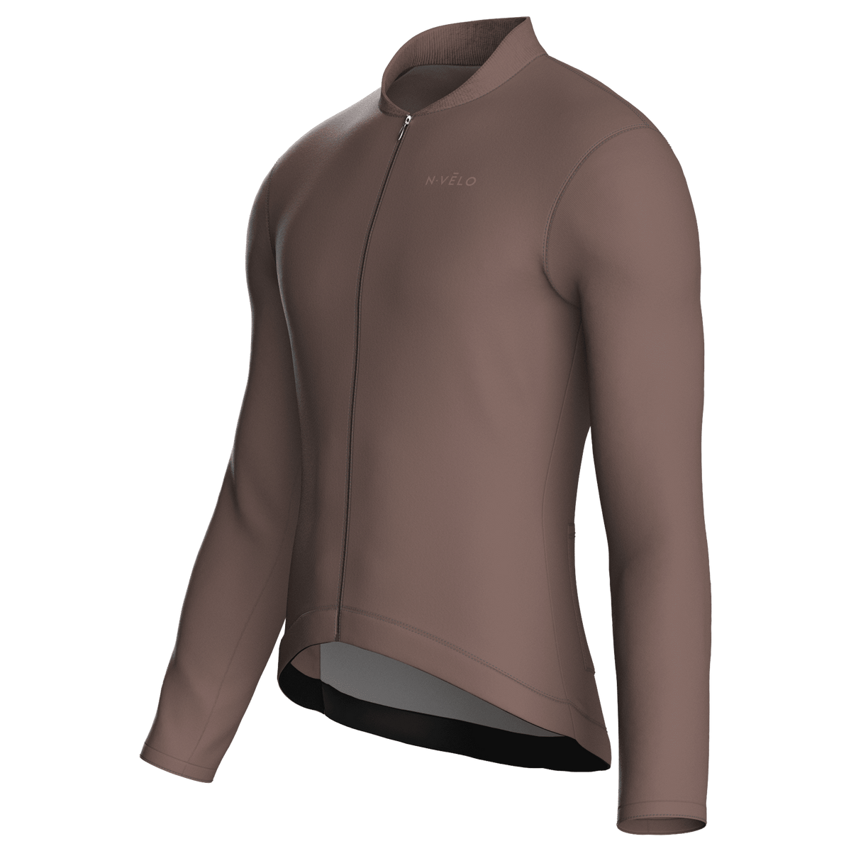Maglia da ciclismo a maniche lunghe, vestibilità da gara, colore marrone puro