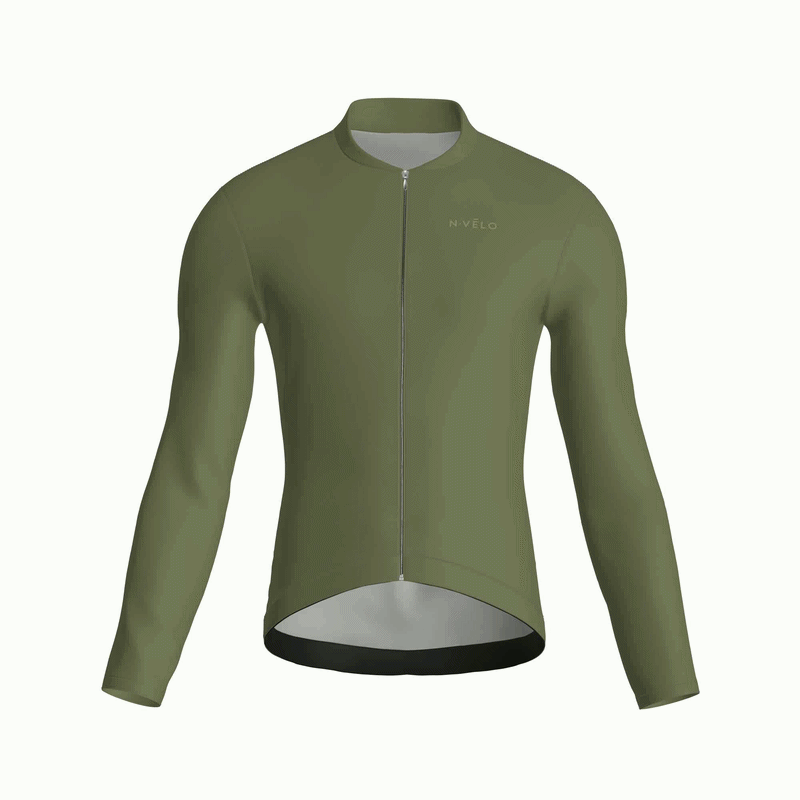 Maglia da ciclismo Pure Olive a maniche lunghe, vestibilità da gara
