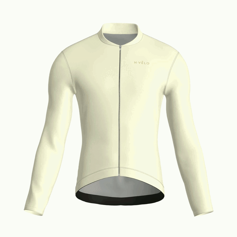 Maglia da ciclismo Pure Cream a maniche lunghe, vestibilità da gara
