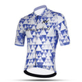 Maglia da ciclismo blu aerodinamica – Maniche corte, vestibilità da gara, motivo geometrico, ideale per pedalate veloci | Nomad Vélo