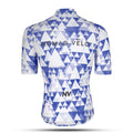 Maglia da ciclismo blu aerodinamica – Maniche corte, vestibilità da gara, motivo geometrico, ideale per pedalate veloci | Nomad Vélo