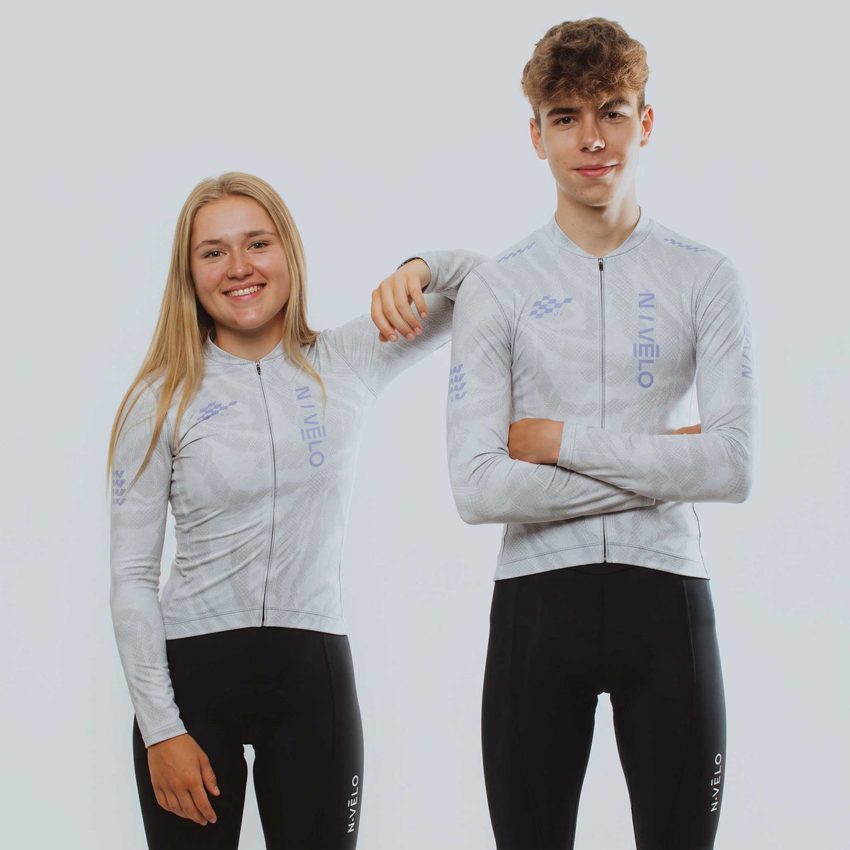 Maglia da ciclismo bianca Sync a maniche lunghe, vestibilità da gara