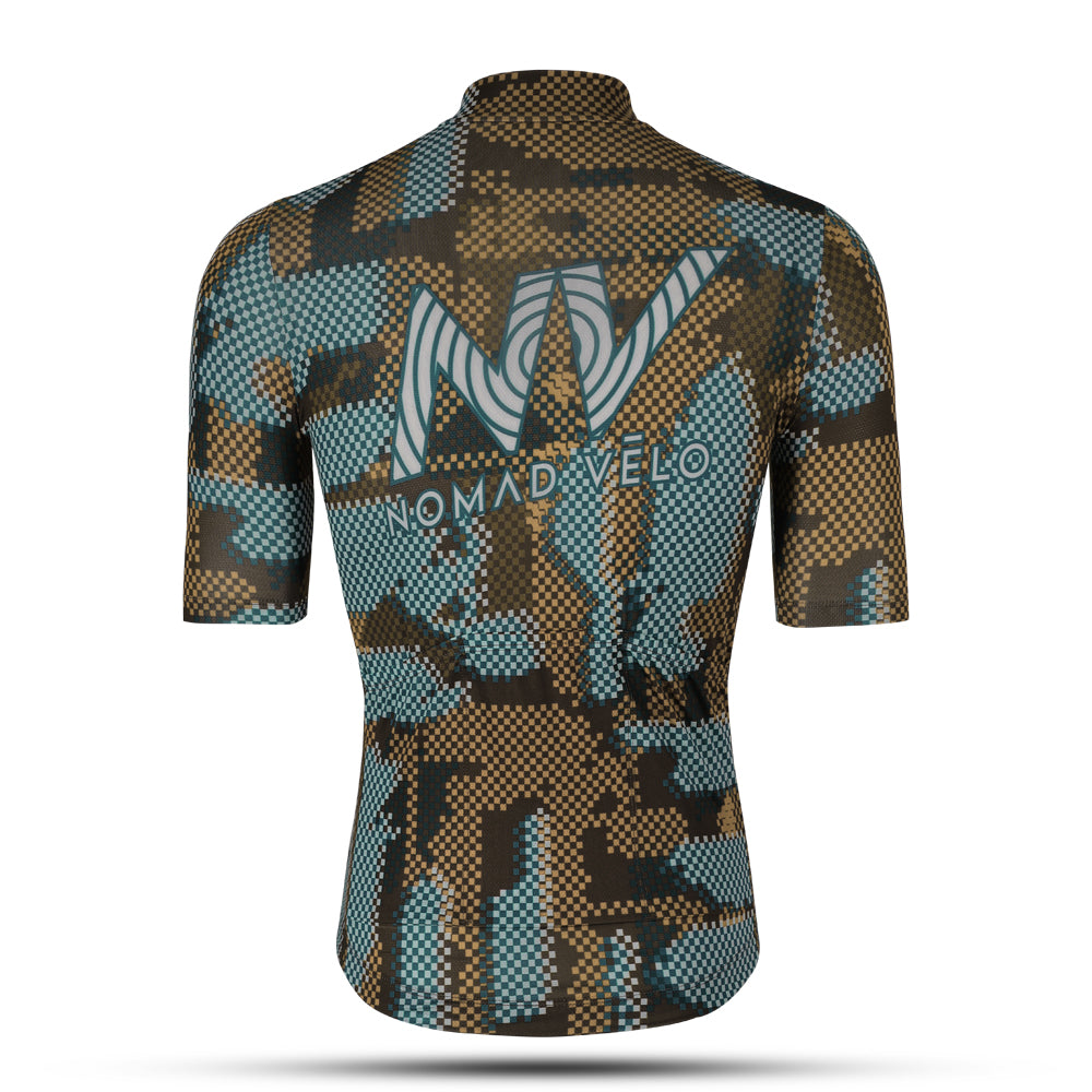 Maglia da ciclismo Khaki Pro – Manica corta, vestibilità slim, fantasia aerodinamica Techwave | Nomad Vélo