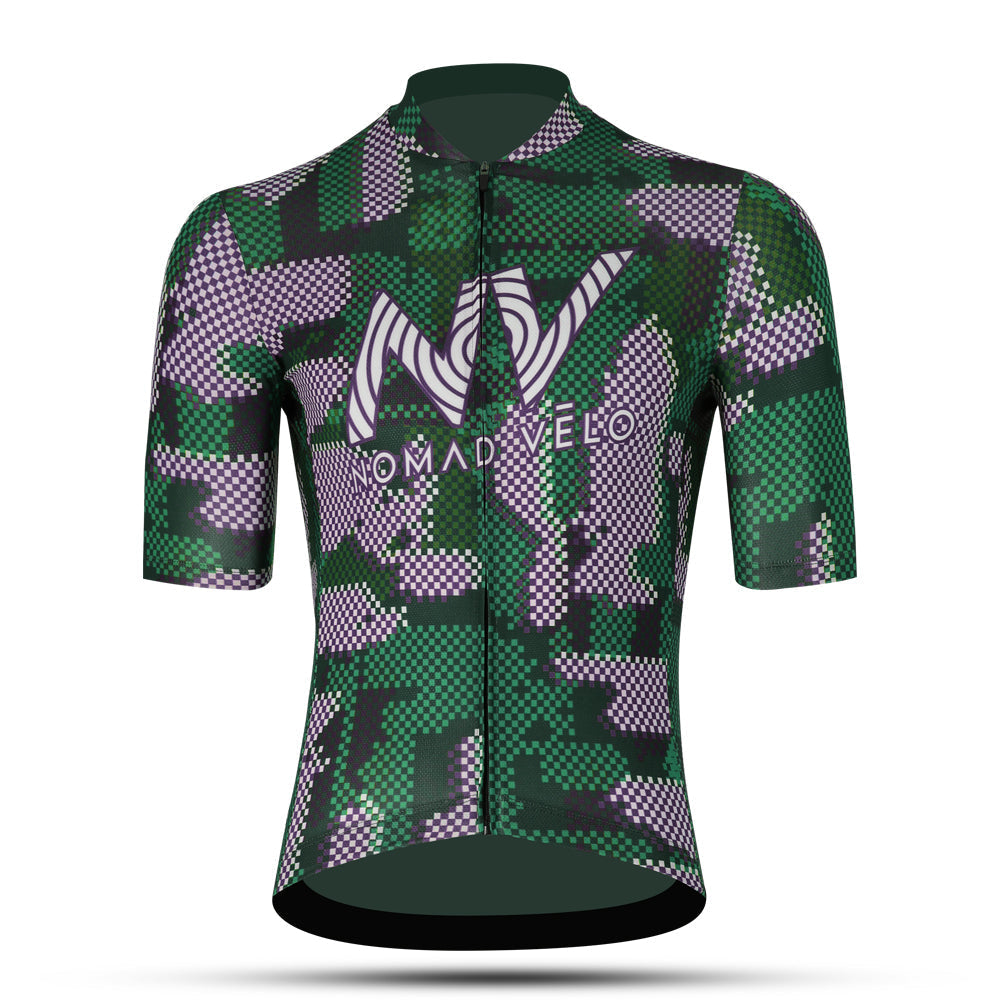 Maglia da ciclismo verde Pro – Manica corta, vestibilità slim, modello Techwave Aero | Nomad Vélo