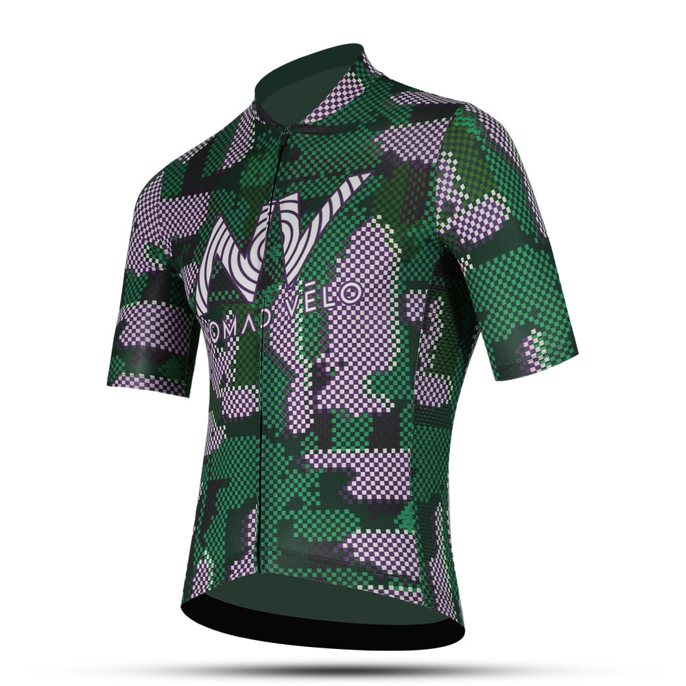 Maglia da ciclismo verde Pro – Manica corta, vestibilità slim, modello Techwave Aero | Nomad Vélo