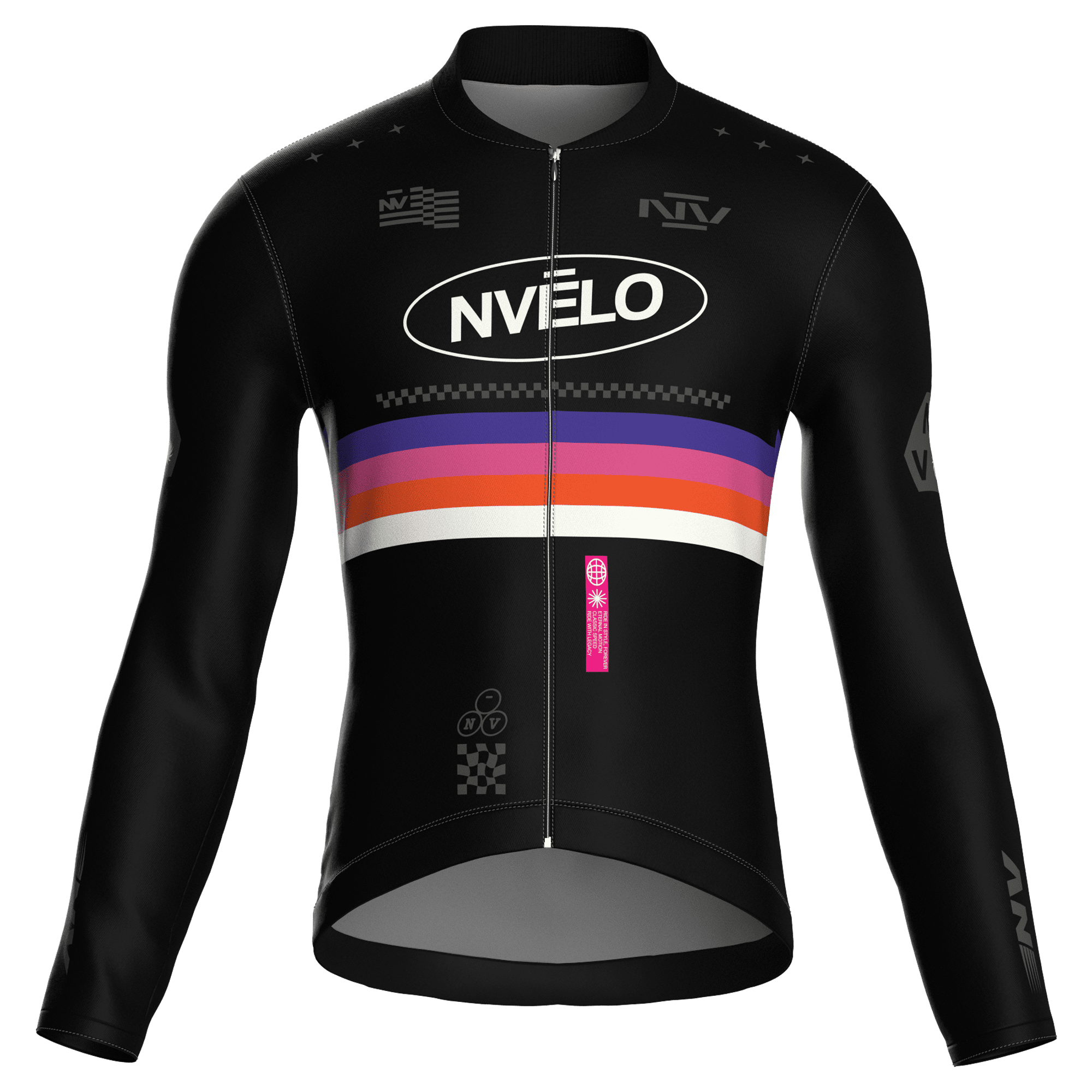 Maglia da ciclismo Meridian nera a maniche lunghe, vestibilità da gara