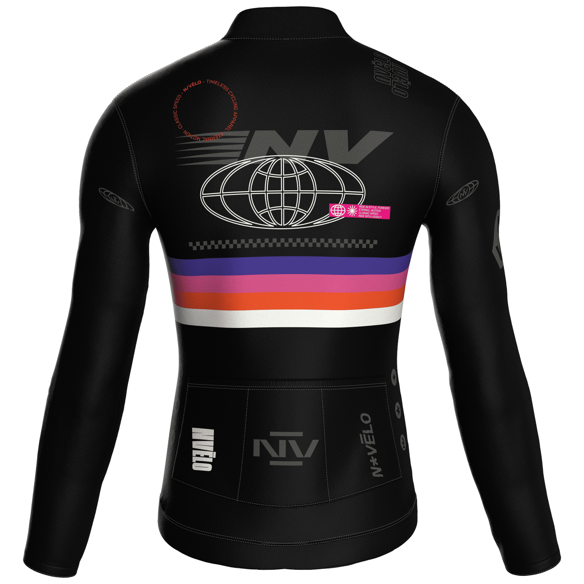 Maglia da ciclismo Meridian nera a maniche lunghe, vestibilità da gara