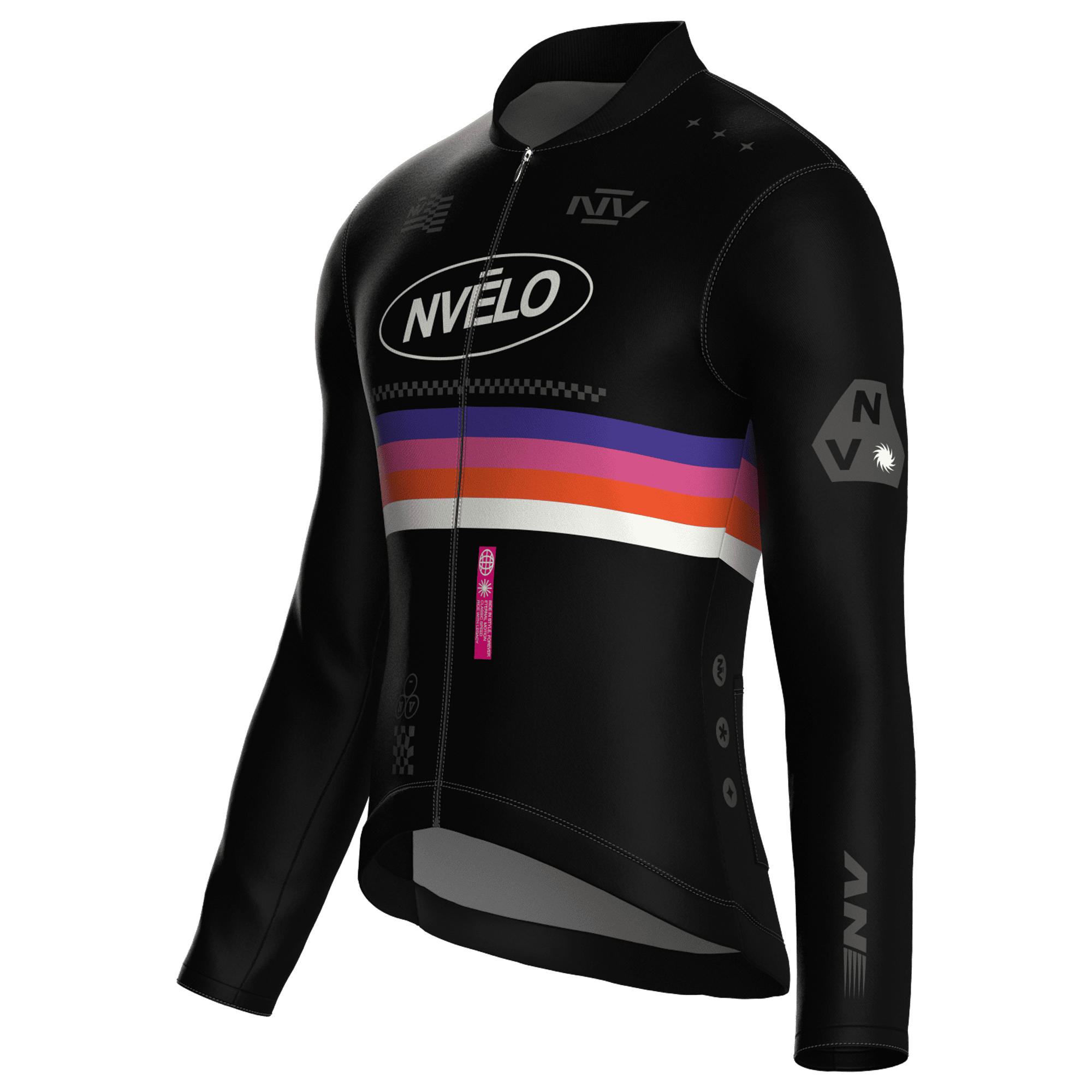 Maglia da ciclismo Meridian nera a maniche lunghe, vestibilità da gara