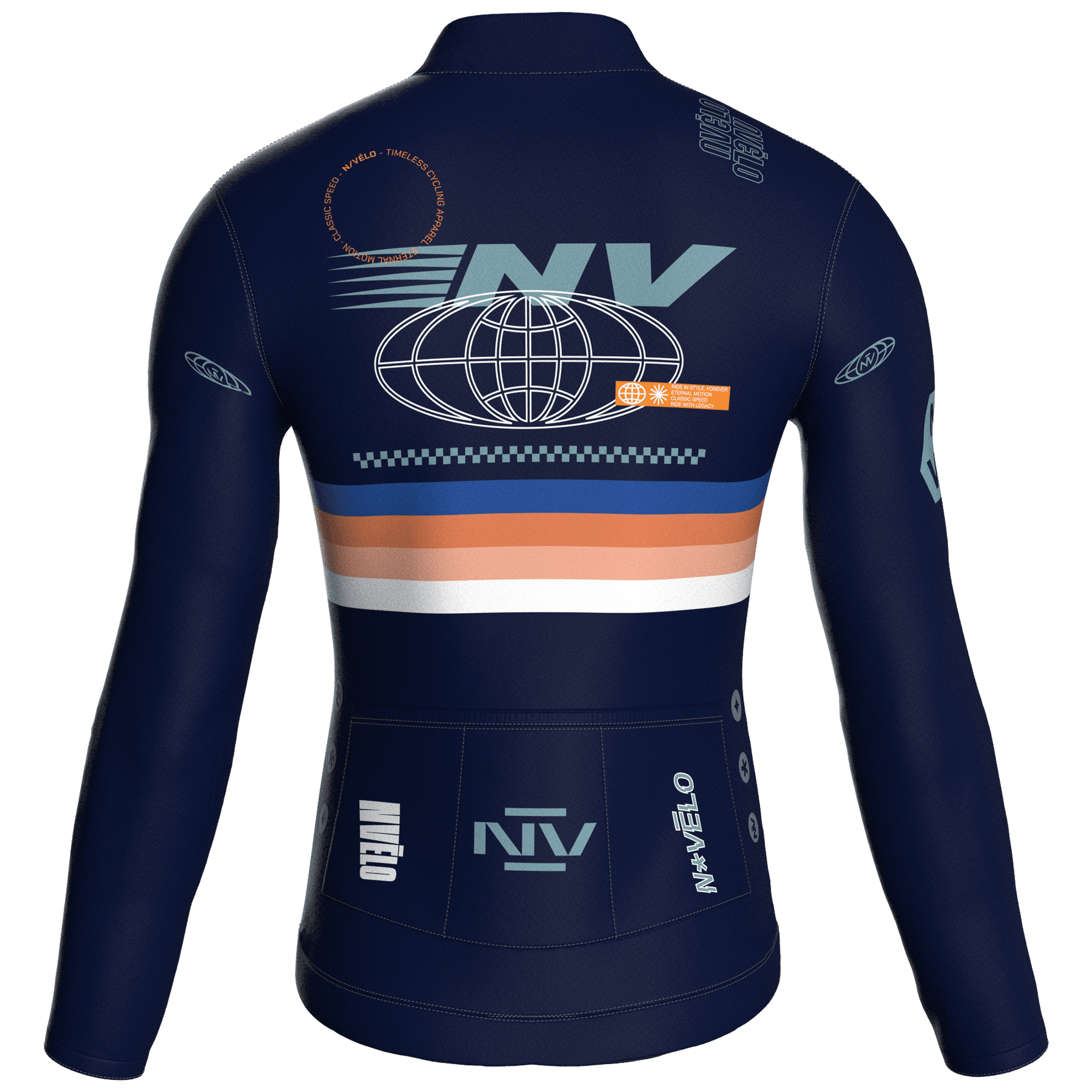 Maglia da ciclismo Meridian Navy a maniche lunghe, vestibilità da gara