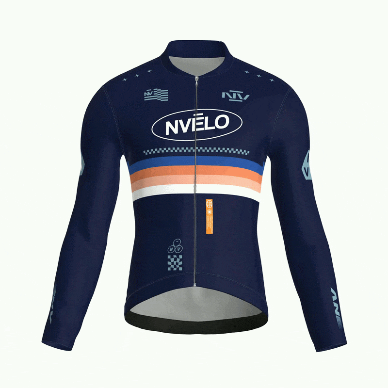 Maglia da ciclismo Meridian Navy a maniche lunghe, vestibilità da gara