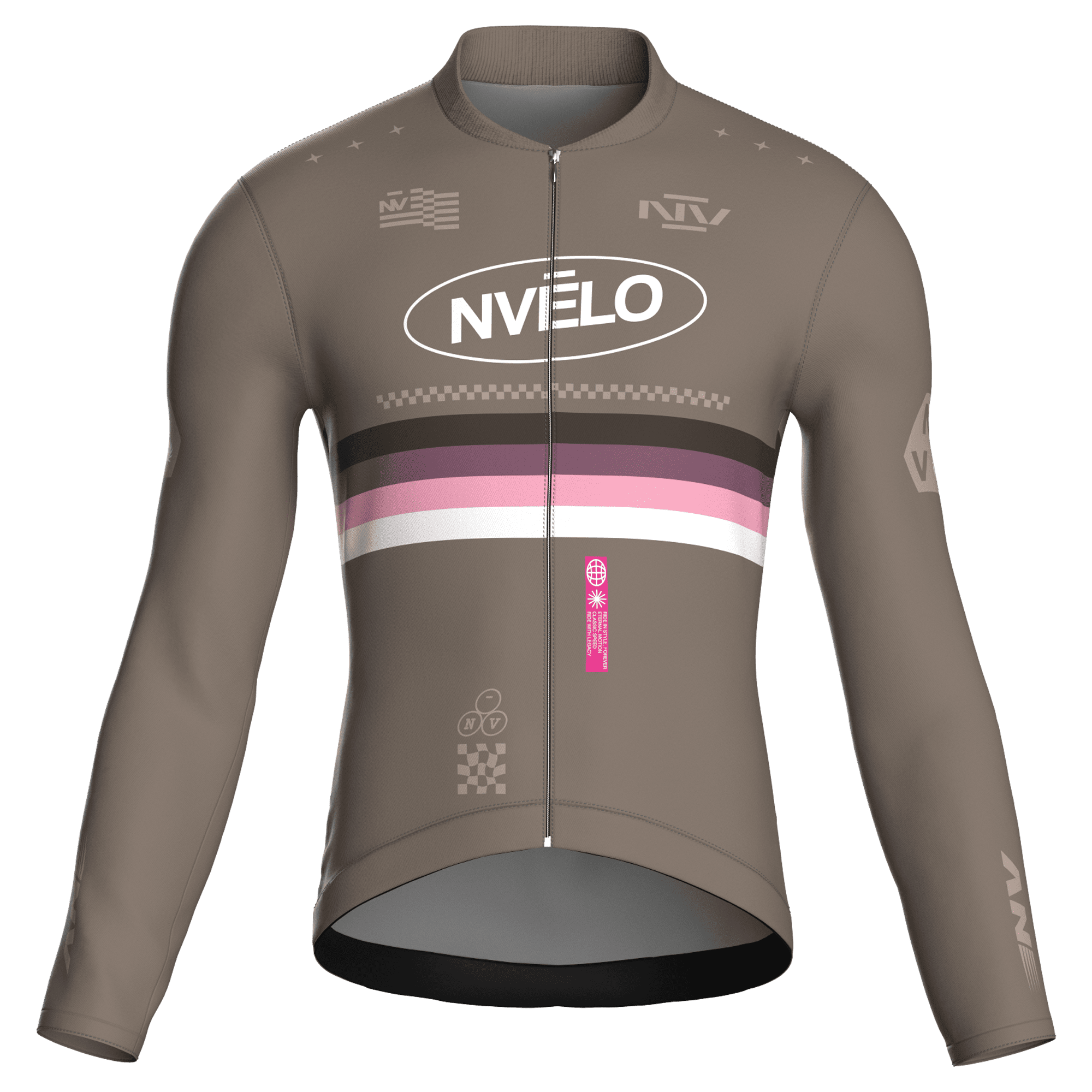 Maglia da ciclismo Meridian color tortora a maniche lunghe, vestibilità da gara