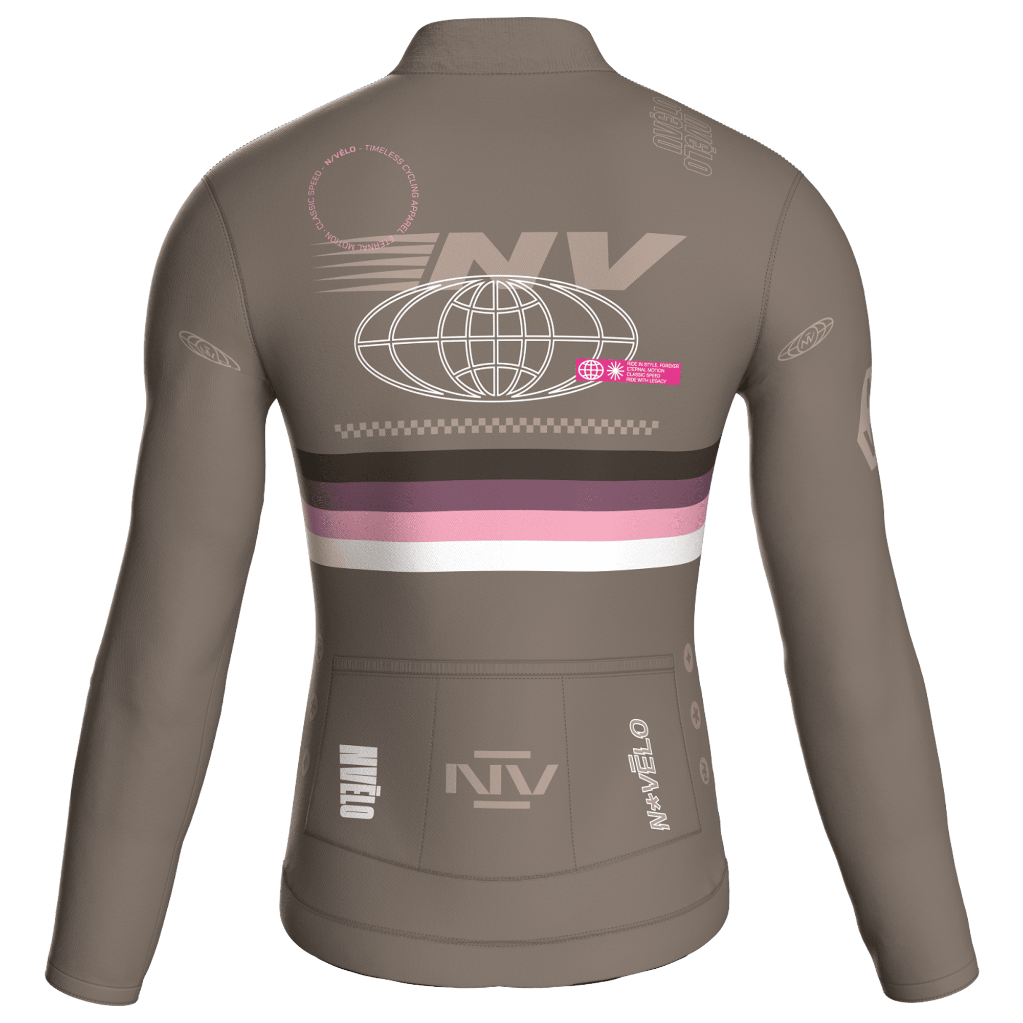 Maglia da ciclismo Meridian color tortora a maniche lunghe, vestibilità da gara