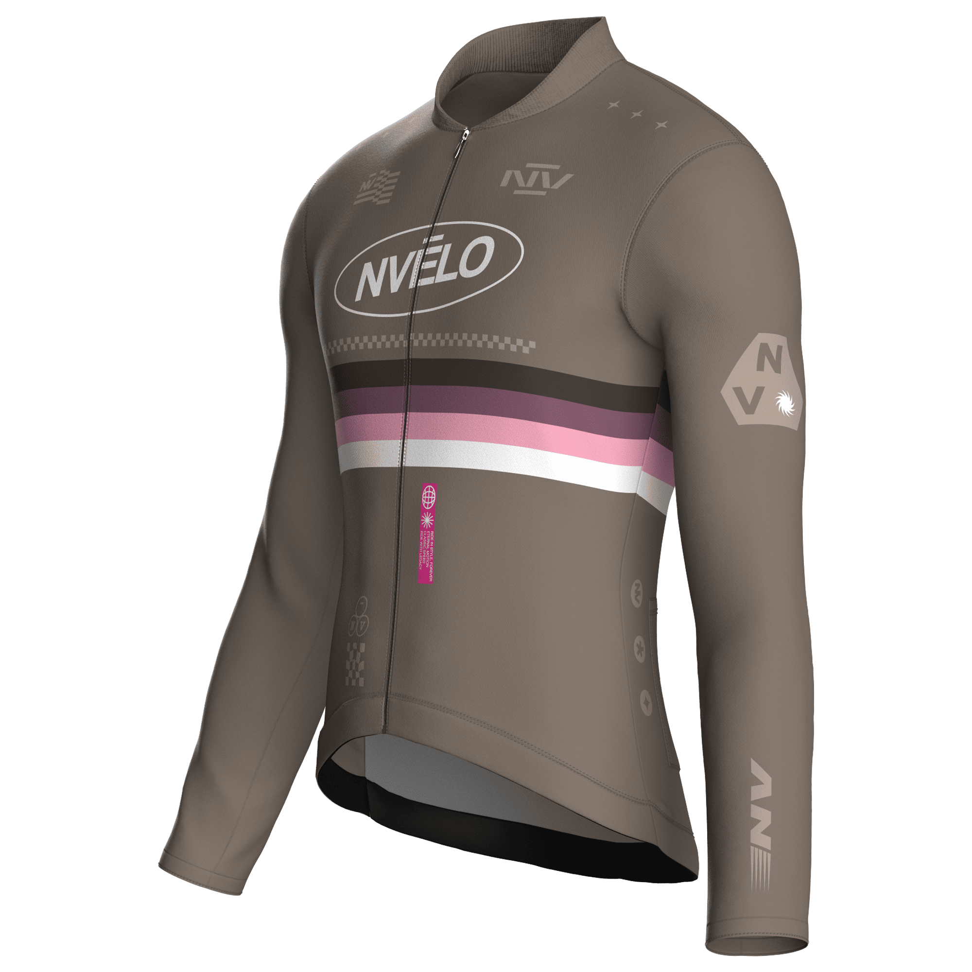 Maglia da ciclismo Meridian color tortora a maniche lunghe, vestibilità da gara
