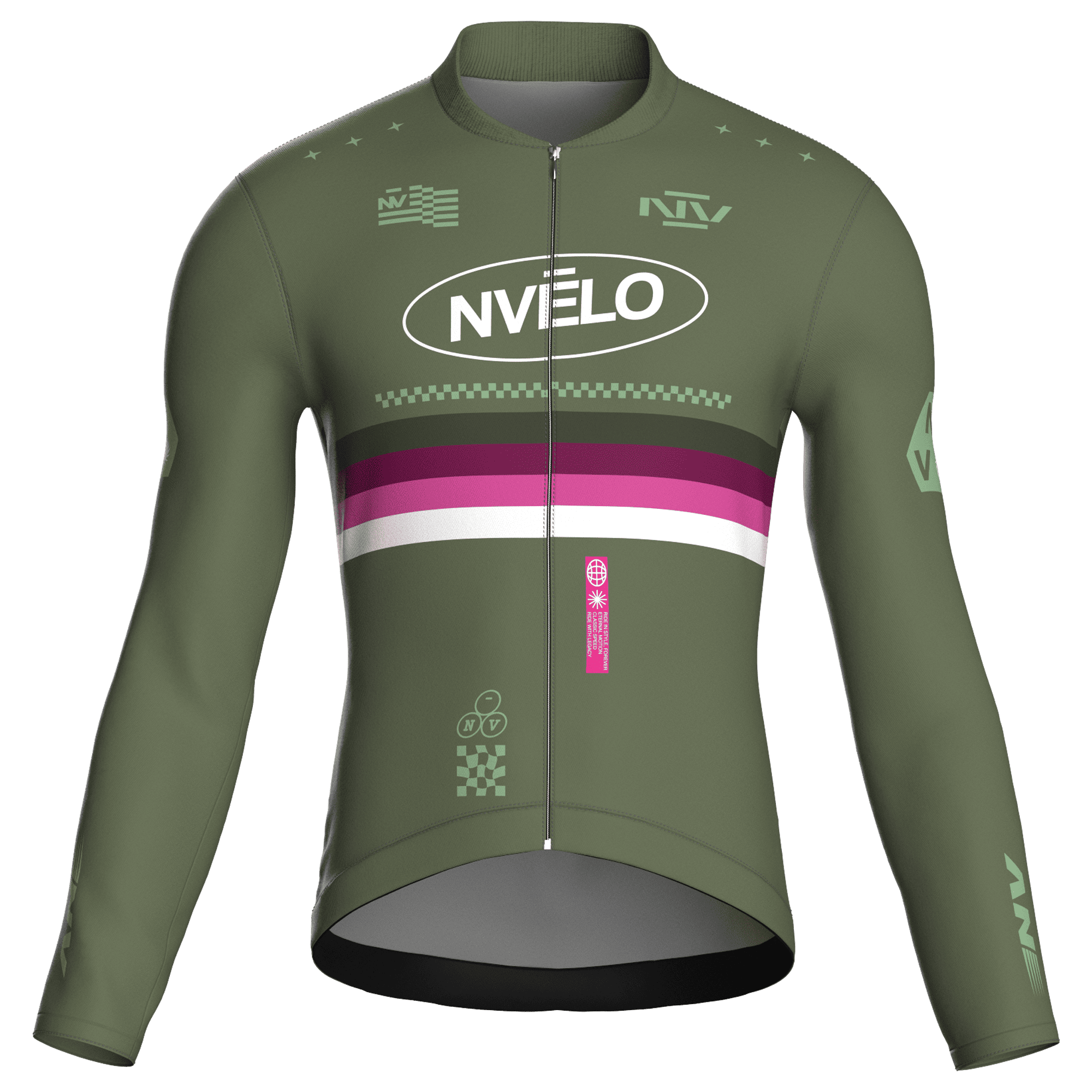 Maglia da ciclismo Meridian Olive a maniche lunghe, vestibilità da gara.