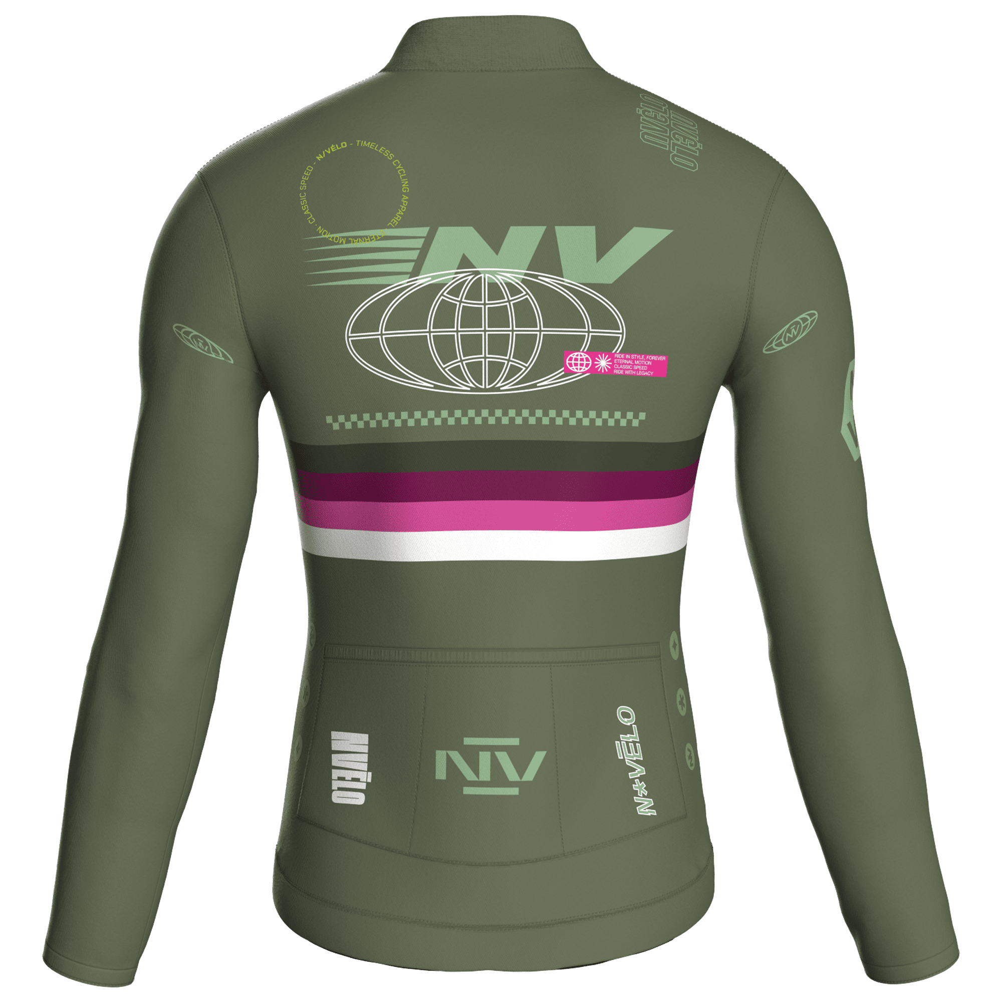 Maglia da ciclismo Meridian Olive a maniche lunghe, vestibilità da gara.