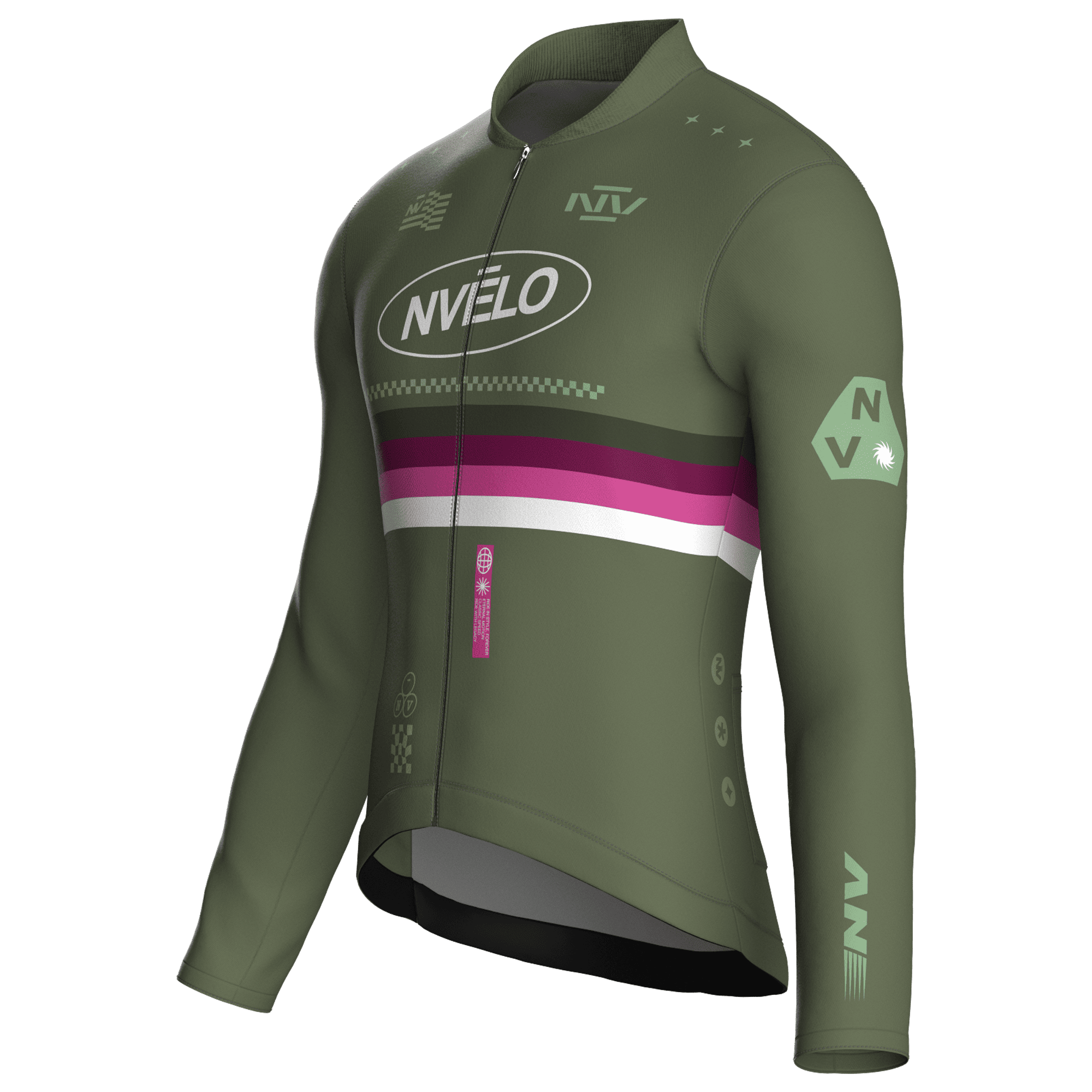 Maglia da ciclismo Meridian Olive a maniche lunghe, vestibilità da gara.