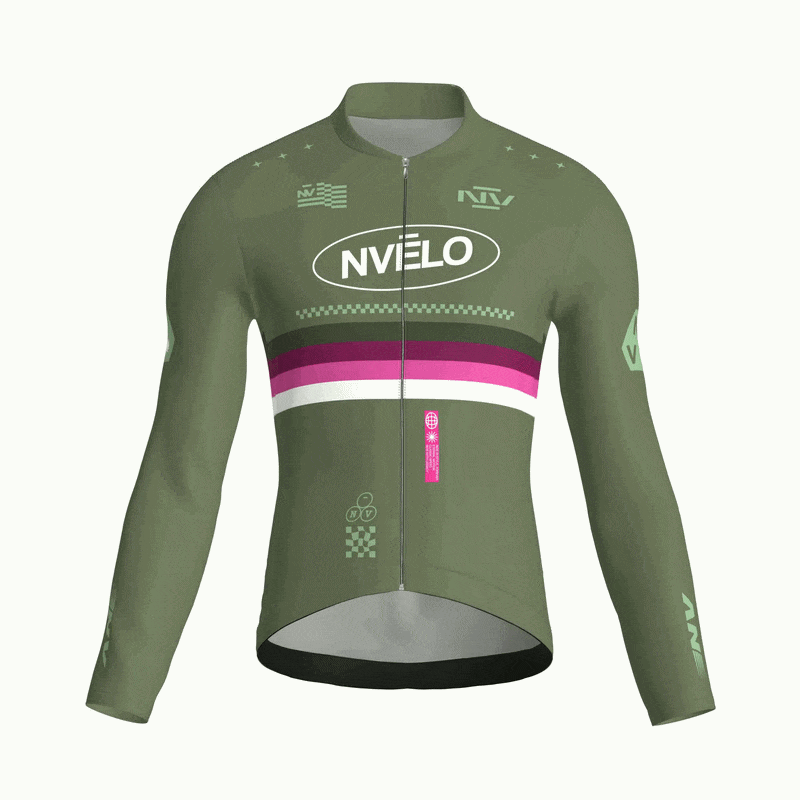Maglia da ciclismo Meridian Olive a maniche lunghe, vestibilità da gara.