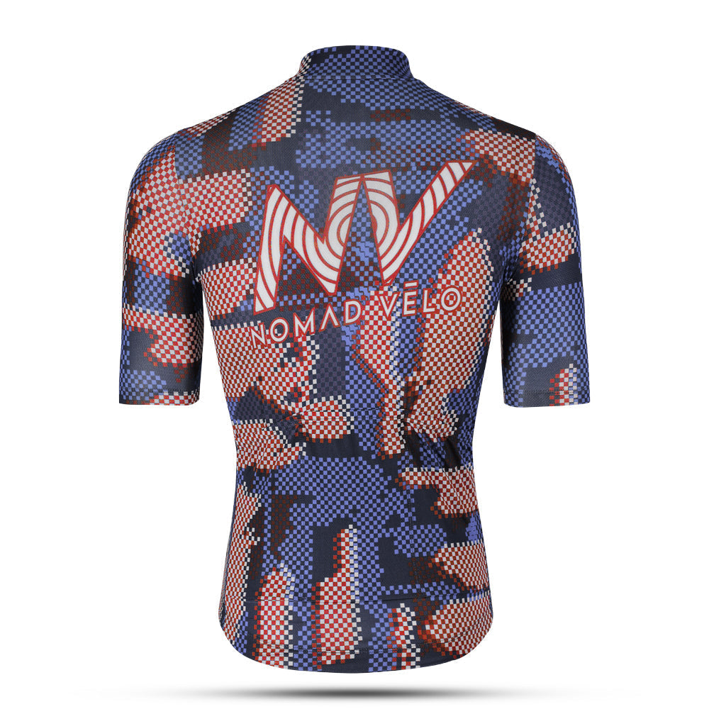 Maglia da ciclismo Blue Pro – Manica corta, vestibilità slim, fantasia aerodinamica Techwave | Nomad Vélo