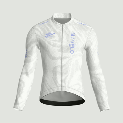 Maglia da ciclismo bianca Sync a maniche lunghe, vestibilità da gara