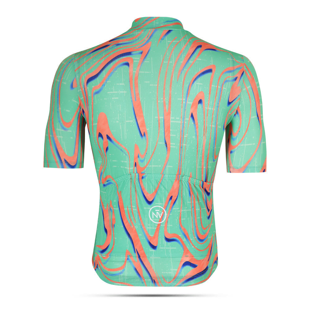 Maglia da ciclismo Pro verde arancione – Manica corta, vestibilità slim, Neon Ember | Nomad Vélo