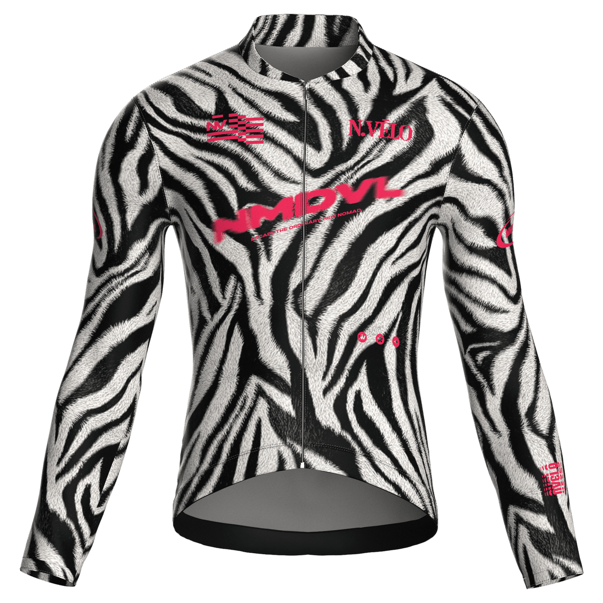 Maglia da ciclismo a maniche lunghe con stampa zebrata – vestibilità da gara