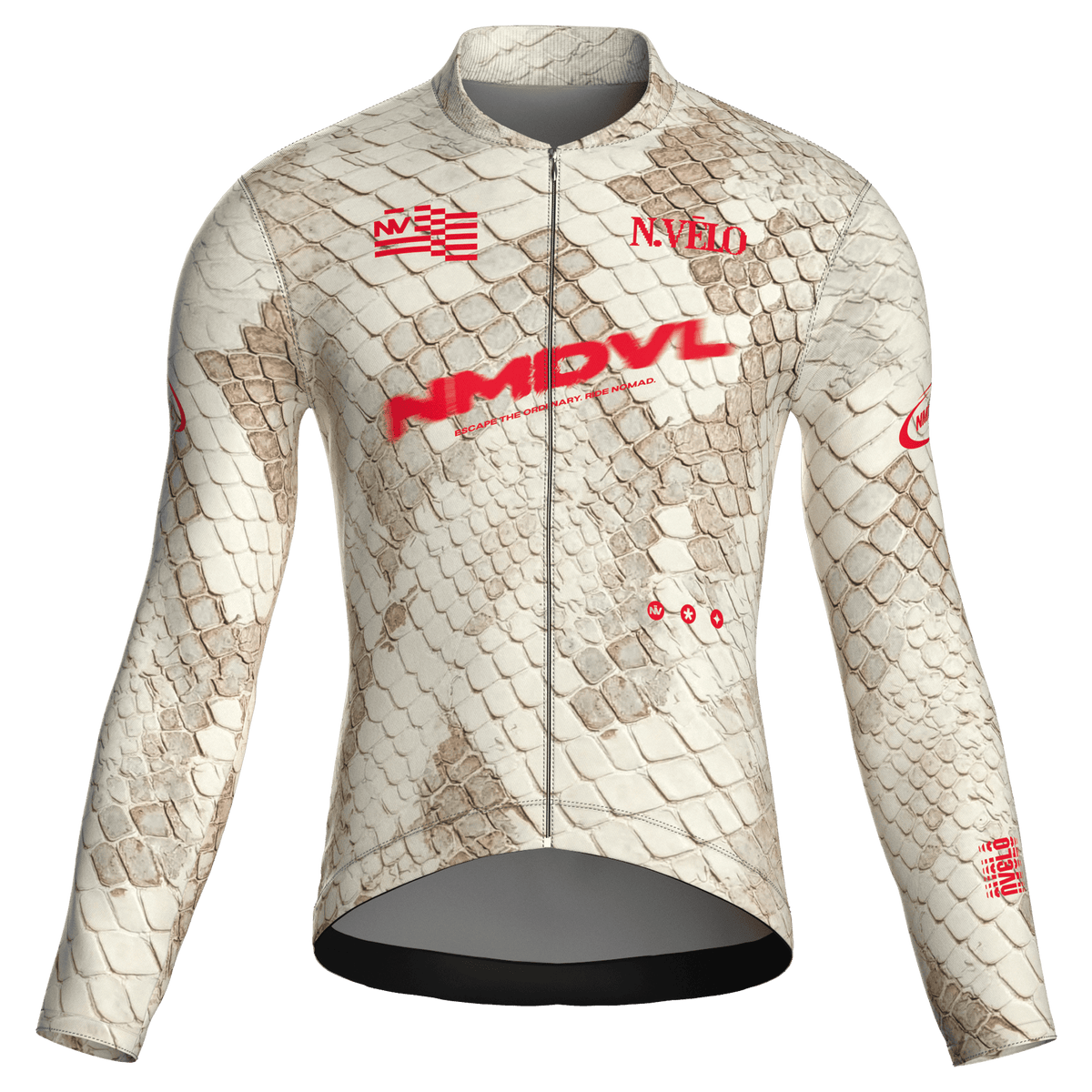 Maglia da ciclismo Animal Ivory a maniche lunghe, vestibilità da gara, stampa pitone