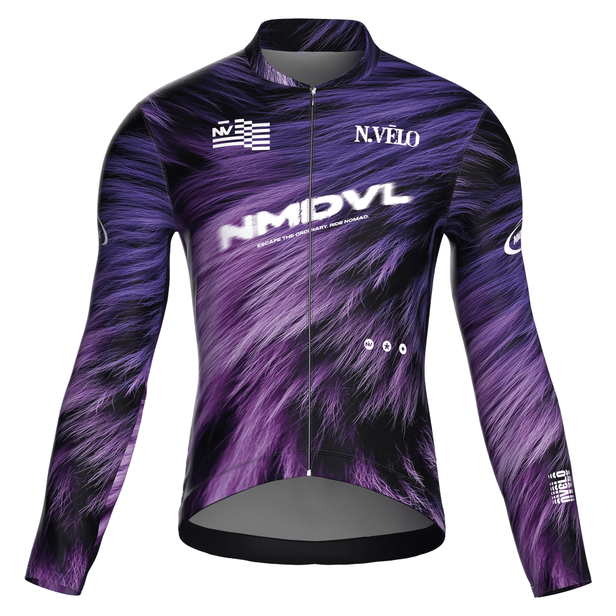 Maglia da ciclismo Animal Violet a maniche lunghe, vestibilità da gara, con stampa effetto pelliccia.