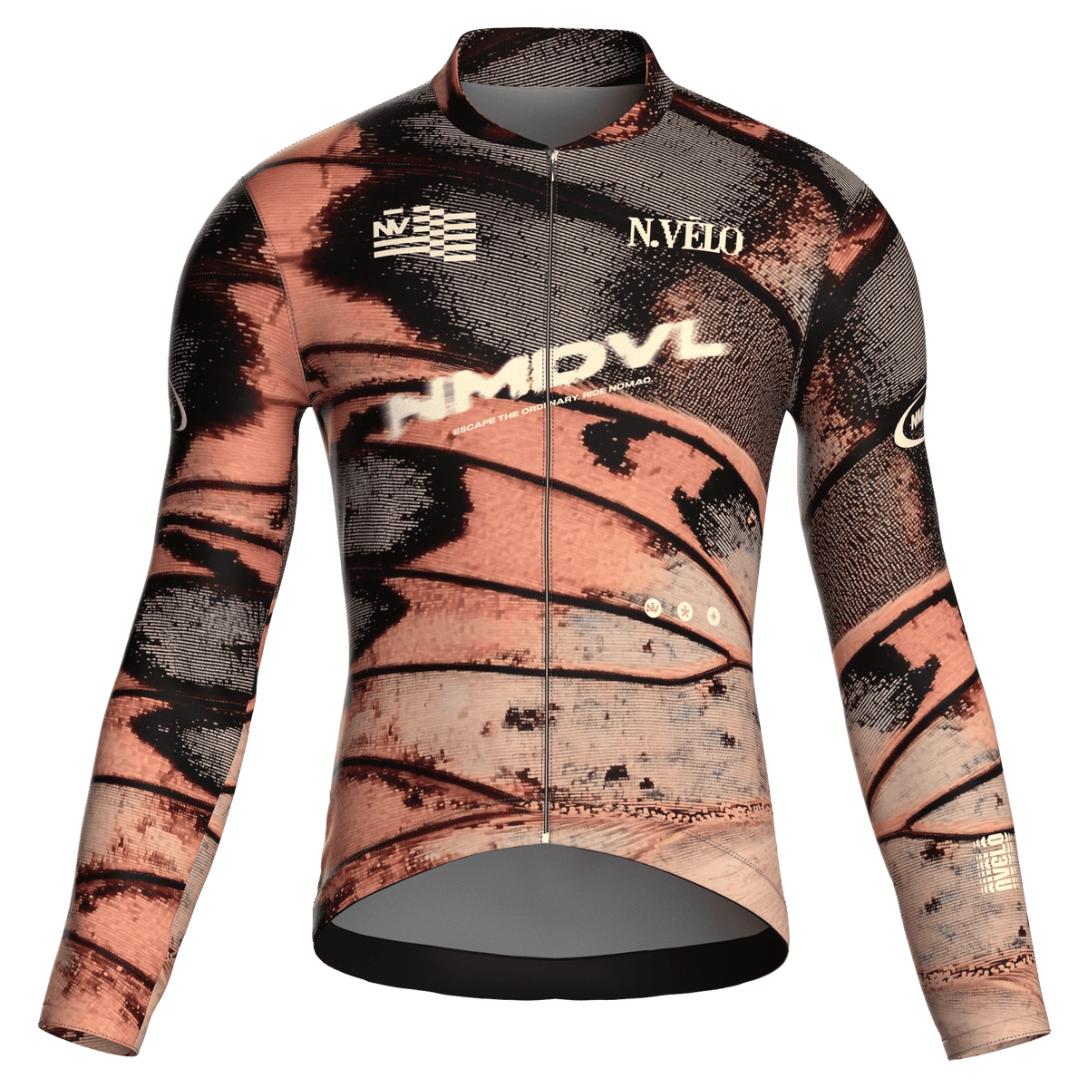 Maglia da ciclismo Animal Peach a maniche lunghe, vestibilità da gara, con stampa a ali di farfalla.