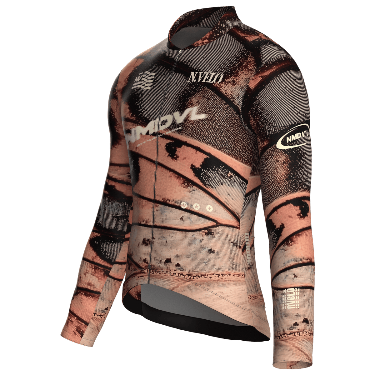 Maglia da ciclismo Animal Peach a maniche lunghe, vestibilità da gara, con stampa a ali di farfalla.