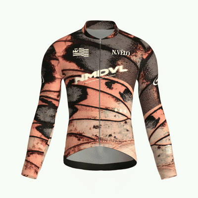 Maglia da ciclismo Animal Peach a maniche lunghe, vestibilità da gara, con stampa a ali di farfalla.