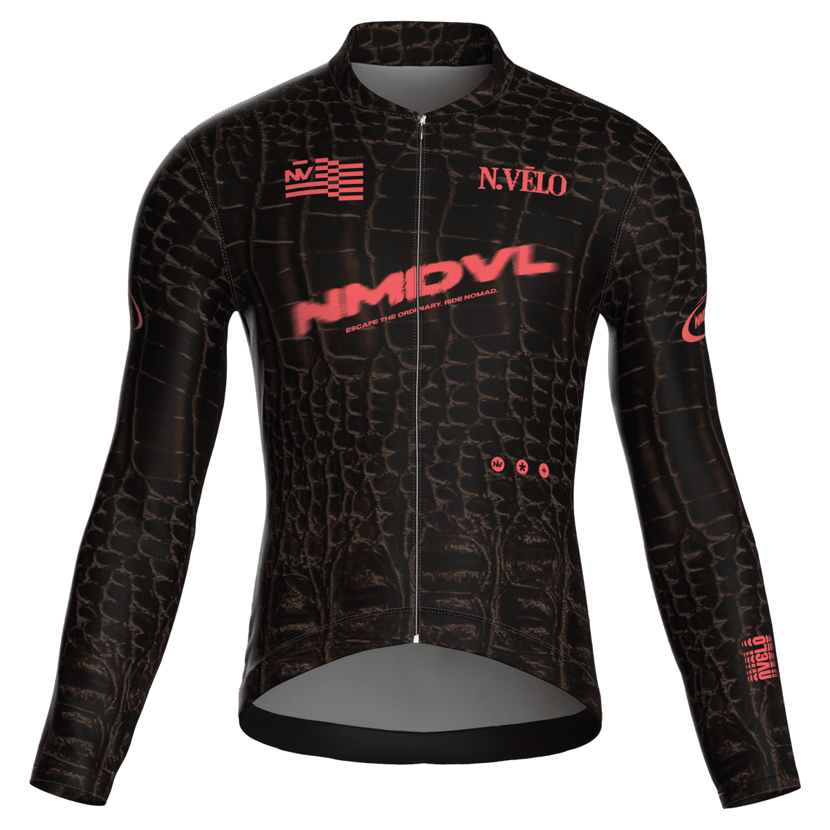 Maglia da ciclismo marrone Animal – Maglia a maniche lunghe da gara con stampa coccodrillo