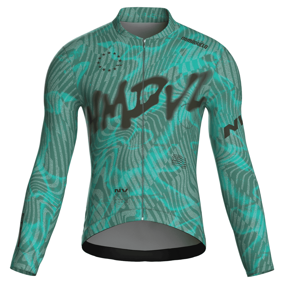Maglia da ciclismo Warp Aqua a maniche lunghe, vestibilità da gara, stampa a onde