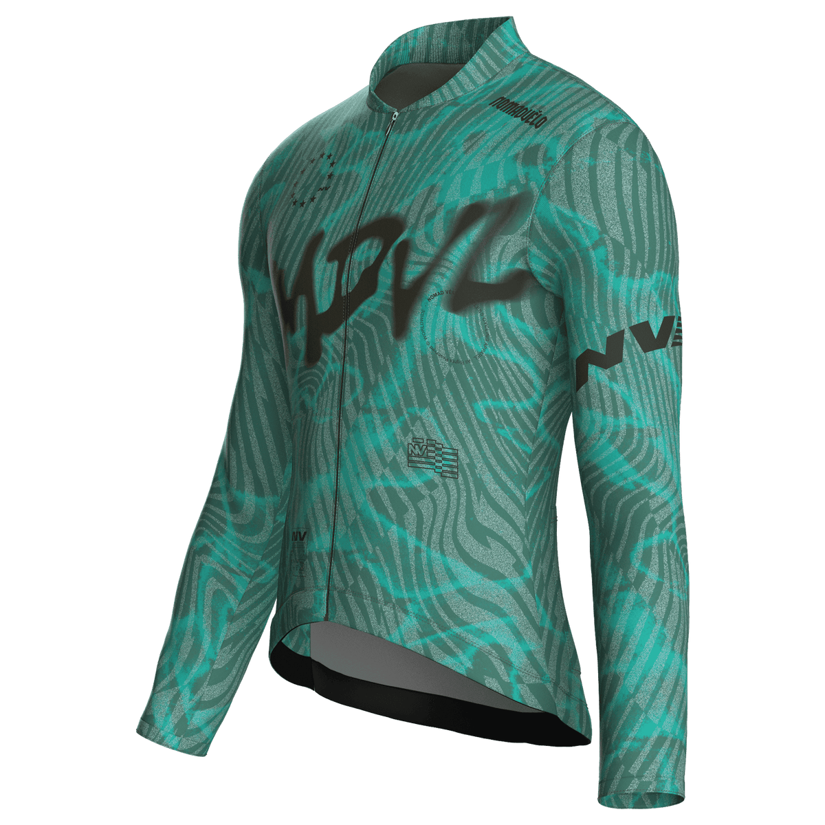 Maglia da ciclismo Warp Aqua a maniche lunghe, vestibilità da gara, stampa a onde