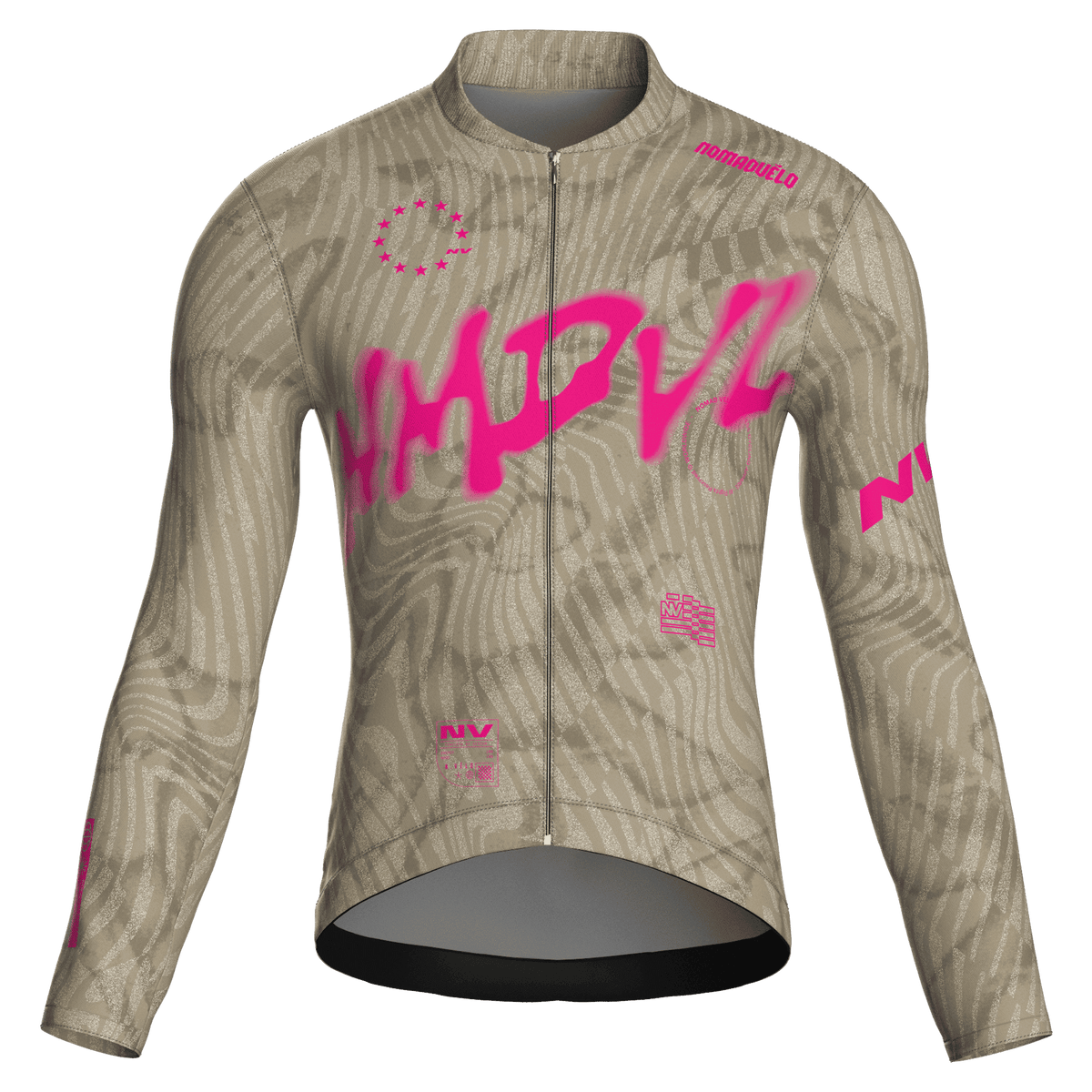 Maglia da ciclismo Warp Sand a maniche lunghe, vestibilità da gara, stampa a onde