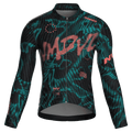 Maglia da ciclismo Warp Black a maniche lunghe, vestibilità da gara, stampa a onde