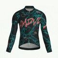 Maglia da ciclismo Warp Black a maniche lunghe, vestibilità da gara, stampa a onde