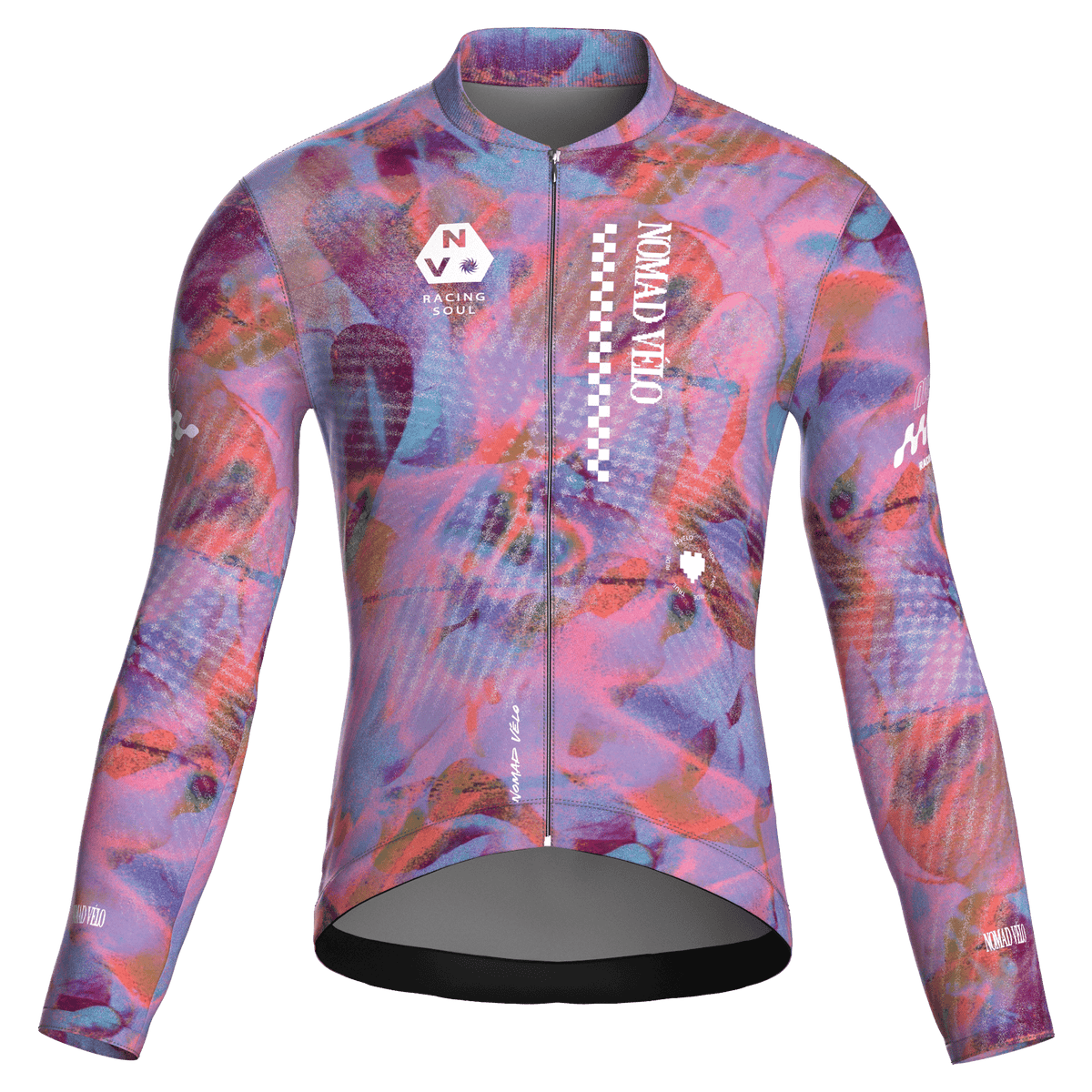 Maglia da ciclismo a maniche lunghe color lilla australe – vestibilità da gara