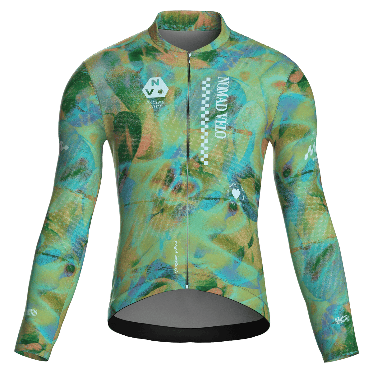 Maglia da ciclismo verde australiano a maniche lunghe, vestibilità da gara