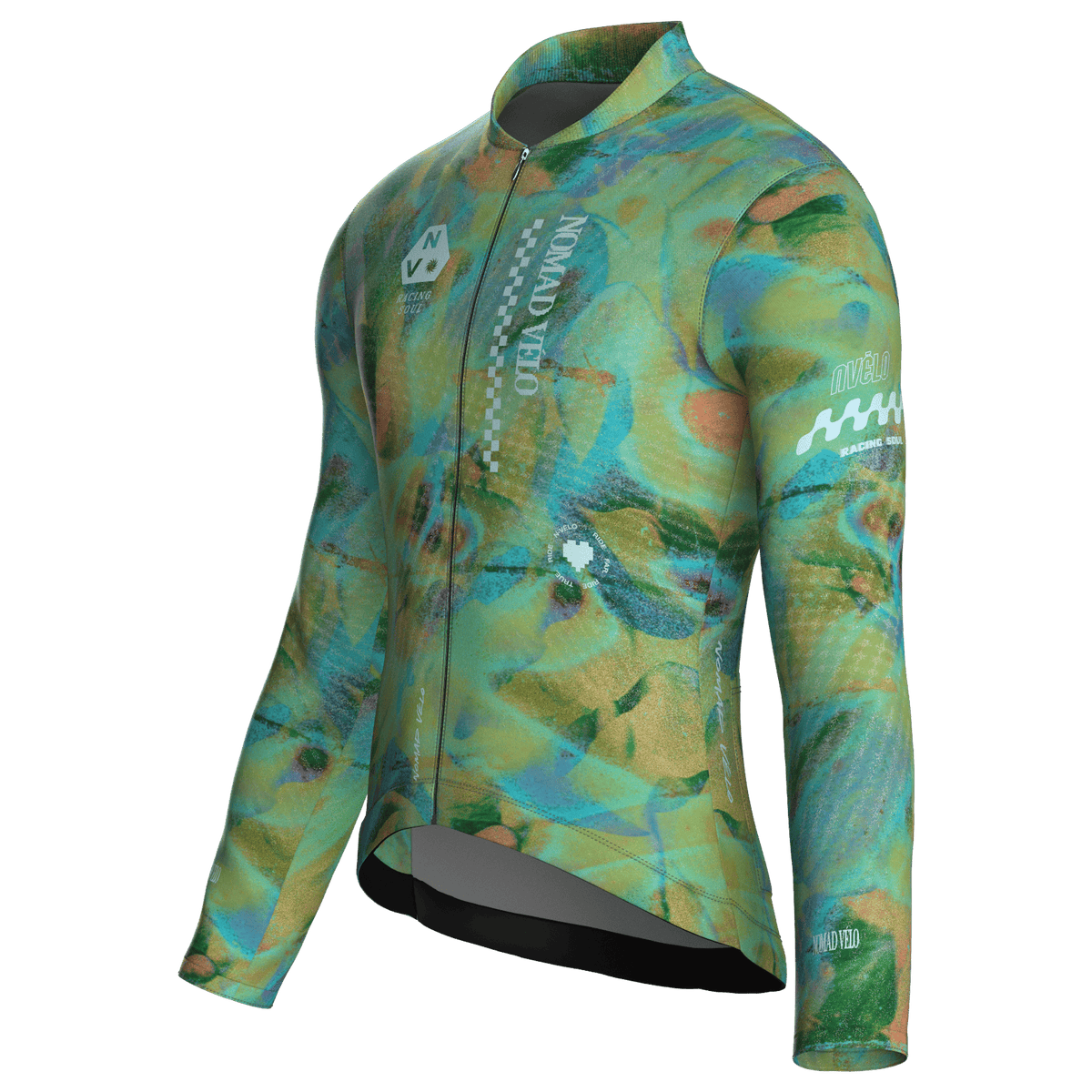 Maglia da ciclismo verde australiano a maniche lunghe, vestibilità da gara